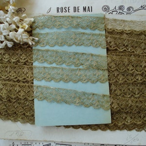 1 yard Antique French 3/4" Gold Metal Metallic Floral Scallop Deco Lace Victorian Edwardian Millinery Ribbon Trim Flapper Dress Hat Cloche