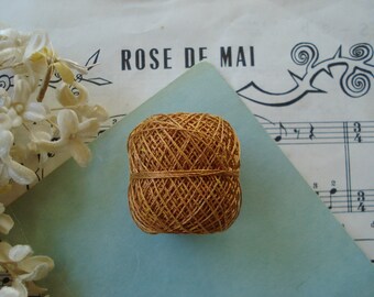 Ball Spool 33 yards Antique German 3-Ply Copper Metallic Embroidery Sewing Thread Floss Ribbonwork Victorian Applique Vestment Quilt Journal