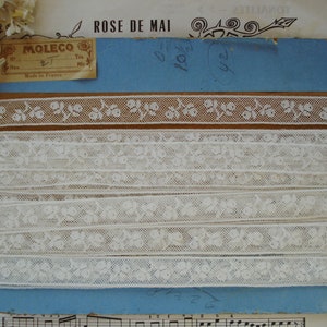 1y Antique French 3/4" Cotton Flower Floral Rosebud Deco Net Valenciennes Lace Victorian Edwardian Ribbon Trim Flapper Dress Hat Cloche Doll