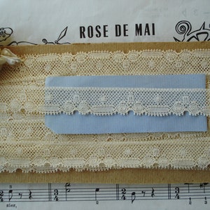 1y 14" Antique French 5/8" Deco Floral Scallop Picot Net Valenciennes Flower Lace Heirloom Trim Victorian Dress Bebe Doll Hat Bonnet Flapper