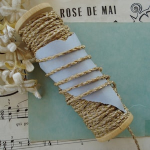 2y Vintage 1/8&quot; Bisque Round Rayon Rope Twist Braid Cord Passementerie Trim Millinery Ribbon Miniature Dollhouse Doll Clothes Junk Journal