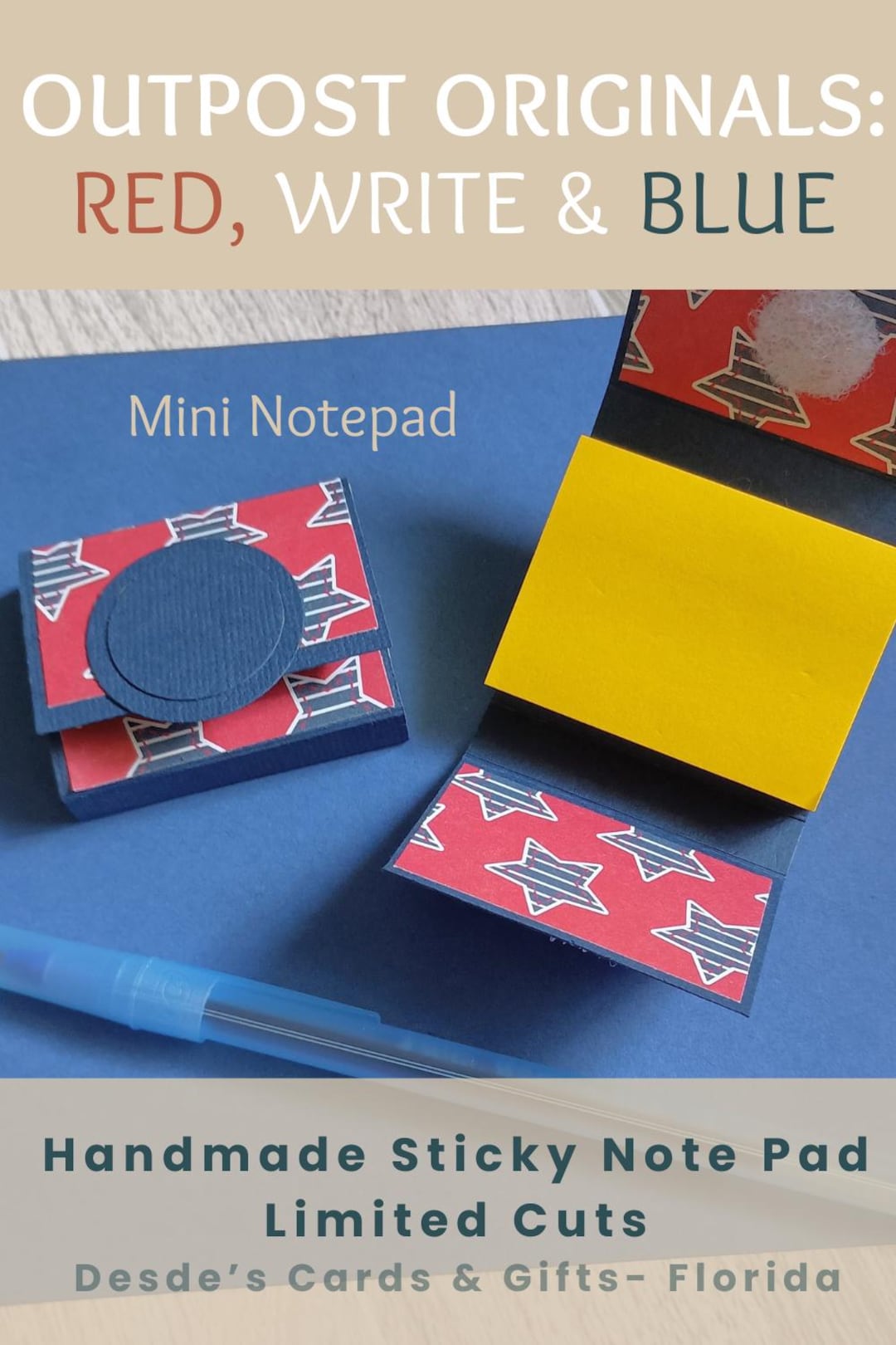 April 4th Sticky Note Mini Sticky Note Pad+pen - Red, Write & Blue - Outpost Originals Gifts ...