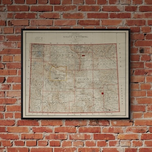 Vintage Wyoming Map Print 1892: Antique Cartography Wall Art