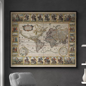 17th Century World Map Print: Claes Janszoon Visscher Reproduction