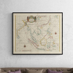 Mapa muito raro das Índias Orientais de 1706. Um mapa da parte mais oriental das Índias Orientais, mapa antigo, mapa da Ásia, reprodução de mapa antigo, mapa enorme.