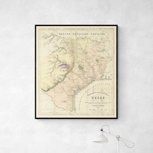 1849 Old Rare First Geological Map Of Texas huge map, antique decor, fine reproduction, vintage, art print, Texas Map, Texas Geological Map