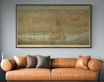 1857 Chicago Map Print: Antique City of Chicago Wall Art