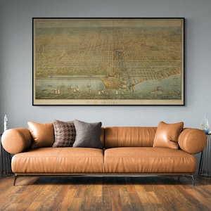 1857 Alte seltene Karte von Chicago große Karte, antike Dekoration, feine Reproduktion, Vintage Chicago Wall Art Stadt Chicago Map, Karte der Stadt Chicago