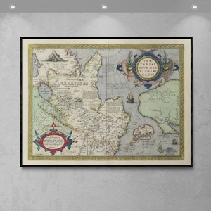 Ancienne carte Ortelius de la Tartarie, 1572, immense carte, décor antique, belle reproduction, impression d'art mural Ortelius, immense carte, carte décor antique