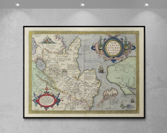Ortelius Tartaria Map Print: 1572 Antique World Atlas Reproduction