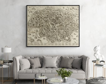 Ancient Rome Map Print: 16th Century City Plan Reproduction