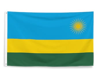 Rwandan National Flags Polyester with Iron Grommets 100% Rwanda Flag (One-Sided)
