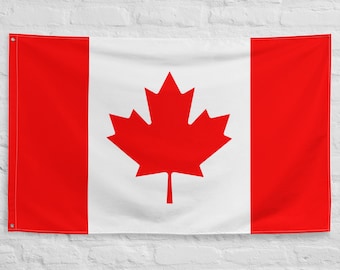 Banderas nacionales canadienses Poliéster con arandelas de hierro 100% poliéster Bandera de Canadá desde 1965