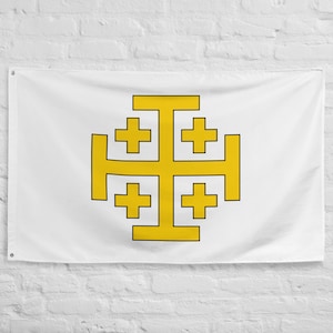 Kingdom of Jerusalem Flag 100% polyester with 2 Iron grommets Catholic Flags
