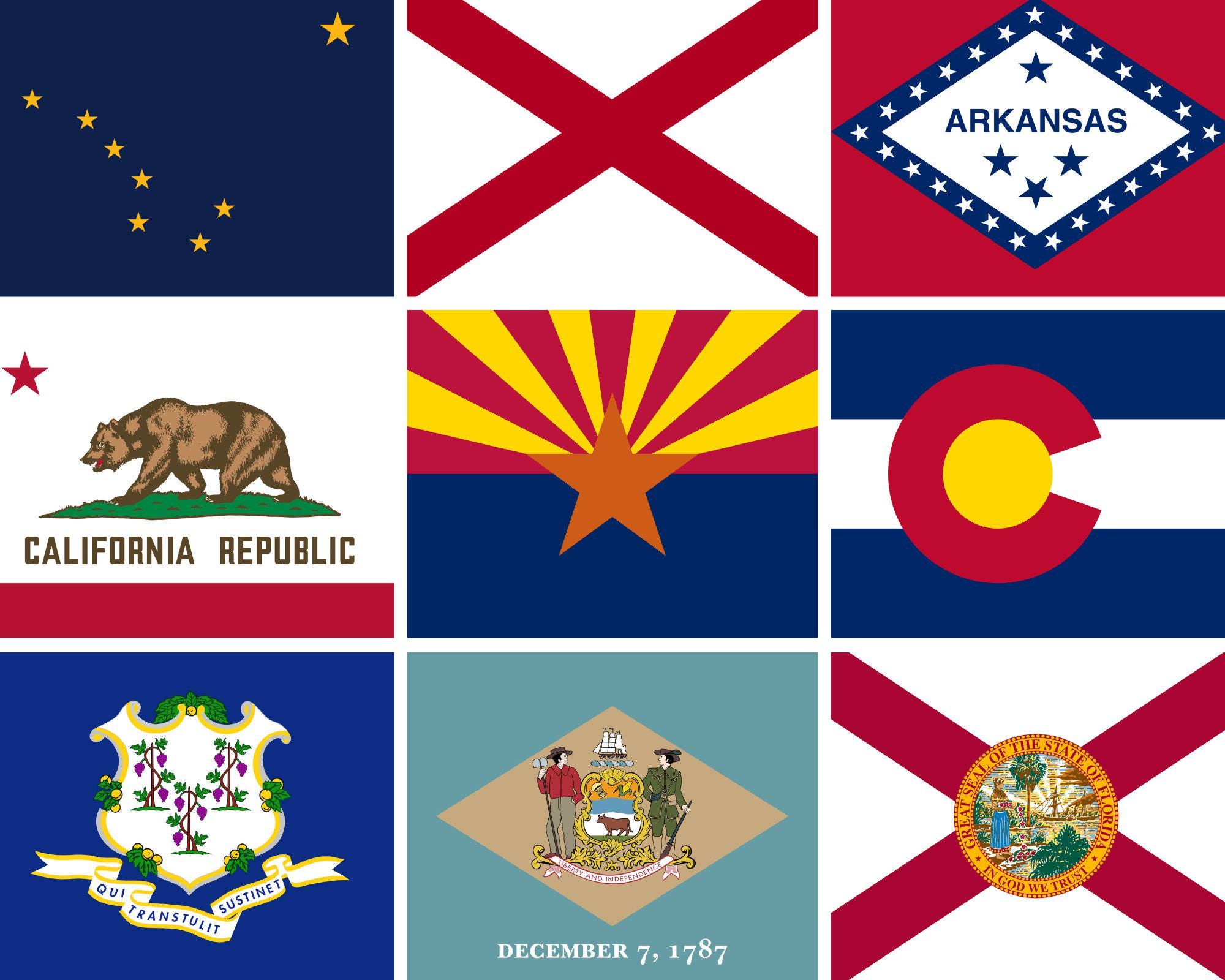 アメリカの州旗50枚セット | png、jpeg、svgなど | 高解像度デジタル