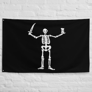 Kapitän Flint Flagge schwarze Segel, Pirat Jolly Roger, Piraten Enthusiast, Nautisches Dekor, Piraten Sammlerstück, Vintage Piratenflagge