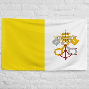 Grande Bandiera dello Stato Pontificio (1825-1870) Bandiera interna o esterna Bandiera sventolante 100% poliestere con 2 occhielli in ferro Bandiere Vaticane