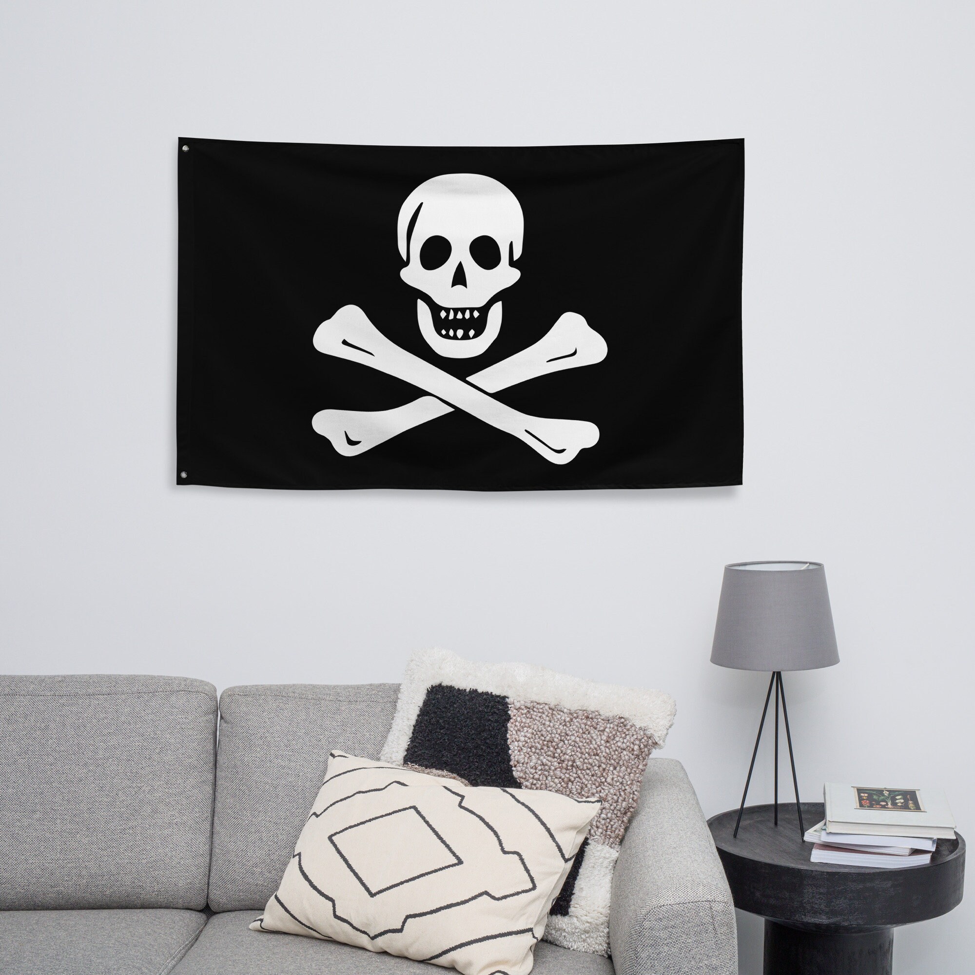 Premium Jolly Roger Pirate Flag Black and White Skull and Crossbones Design  Perfect for Pirate Enthusiasts 