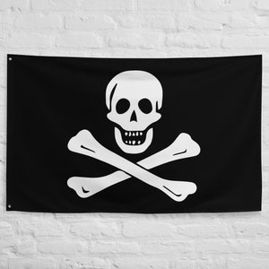 Premium Jolly Roger Pirate Flag - Black and White Skull and Crossbones Design - Perfect for Pirate Enthusiasts