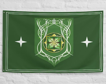 Woodland Realm Flag – Elven Forest Kingdom Polyester Banner