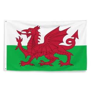 Welsh National Flags Polyester with Iron Grommets 100% Wales Flag