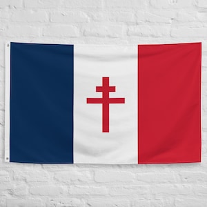 Bandiera della Francia libera della seconda guerra mondiale, bandiera della resistenza francese della seconda guerra mondiale, liberazione della Francia, patriottismo storico, simbolo francese della seconda guerra mondiale