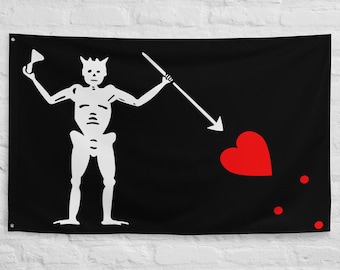 Blackbeard Pirate Flag Banner: Polyester Home Decor (One-Sided)