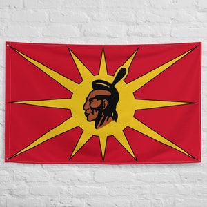 Canadian Mohawk Warriors Society Flag 100% Mohawks OKA Canada Native American Flag (One-Sided)