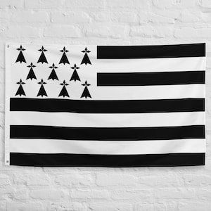 French Brittany Flag Made of Polyester Perfect For Home Decoration