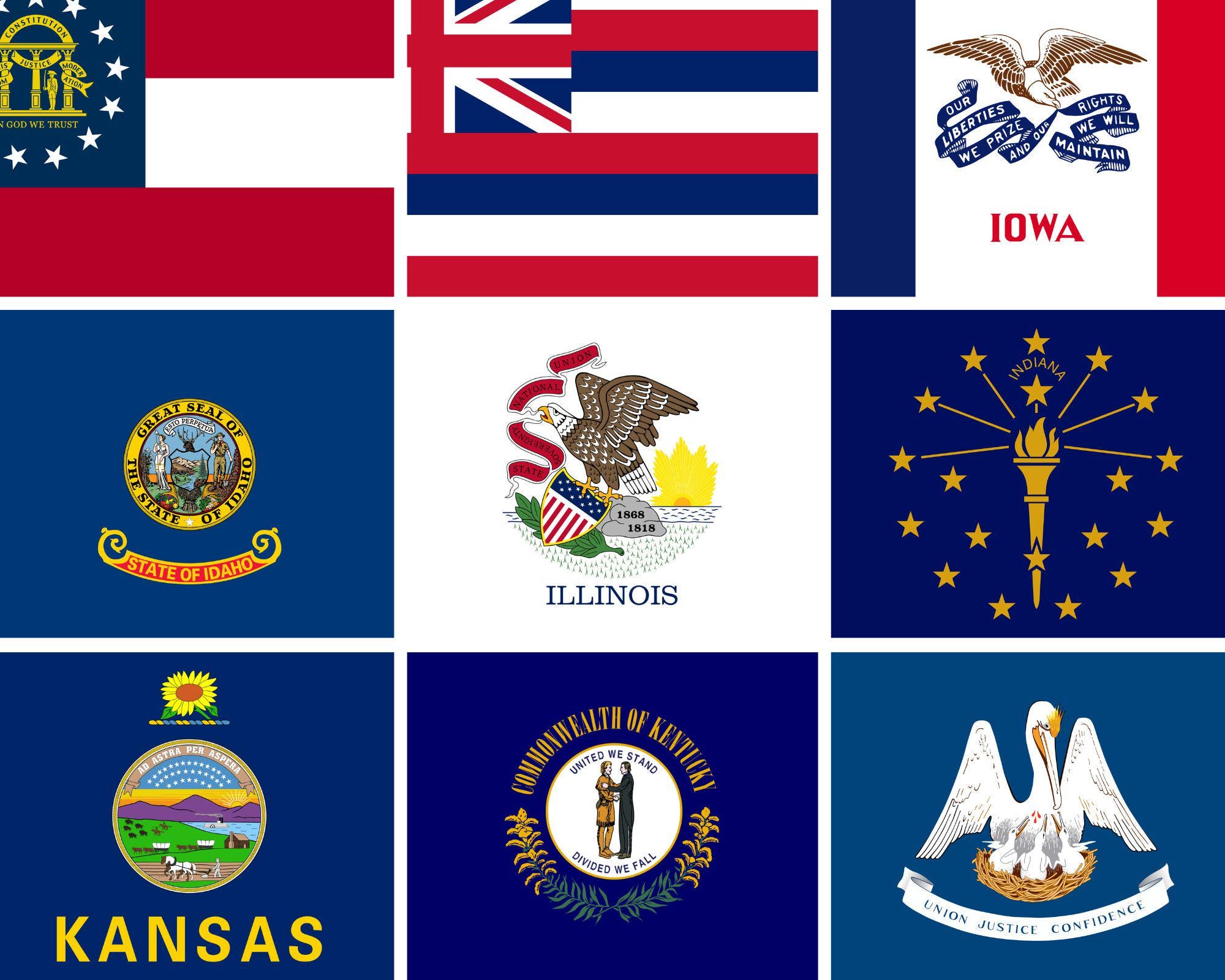 アメリカの州旗50枚セット | png、jpeg、svgなど | 高解像度デジタル