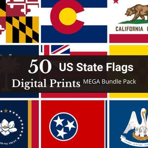 50 US State Flags Bundle | png, jpeg, svg, and more | High-Resolution Digital Downloads | American State Flags Collection