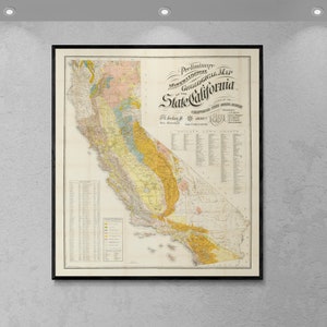 Vintage Geologie Wandkunst Geologische Karte von Kalifornien Lithographie Druck Perfektes Geschenk für Geologen Kunstdruck Geologische Karte von Kalifornien
