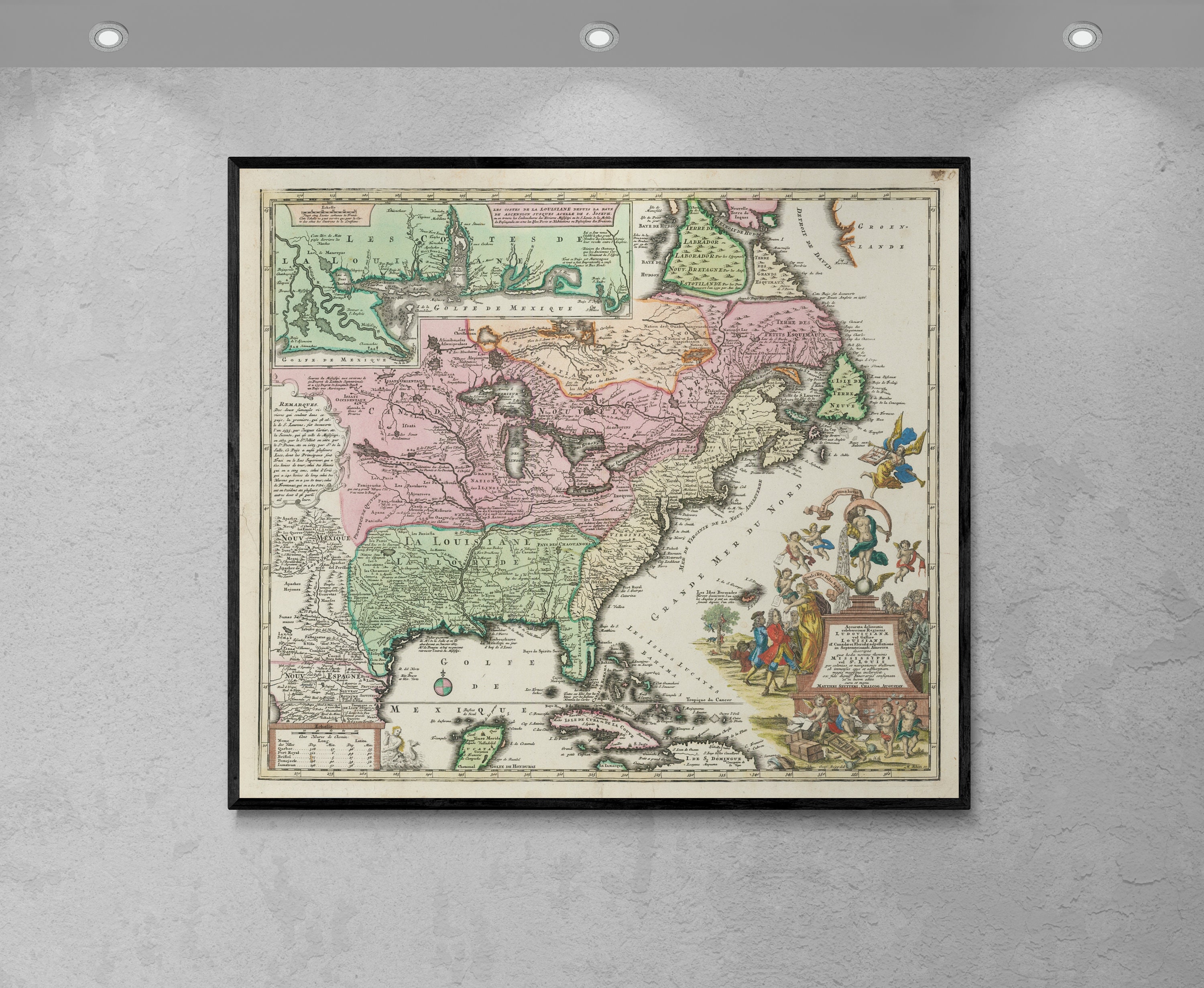 Antique North America Map Print: 1734 Vintage Wall Art - Etsy