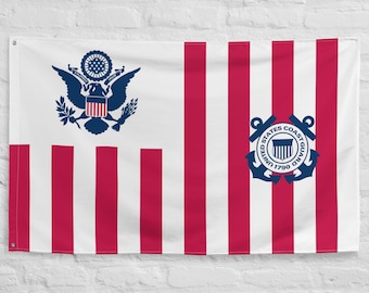 Vlag met embleem van de Amerikaanse kustwacht: patriottische polyester decoratie