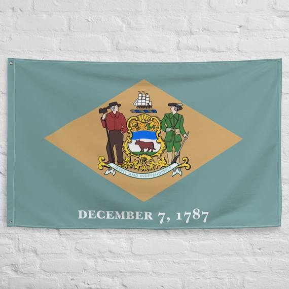 Bandiera Da Giardino In Tela Di Iuta - Stemma Del Delaware - Bandiera Decorativa USA 28x40 Pollici