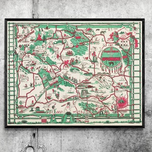 Vintage Bildhafte Karte von Wyoming - Klassische Karte Poster, Vintage Kunstdruck, Leinwanddruck, Wanddekoration