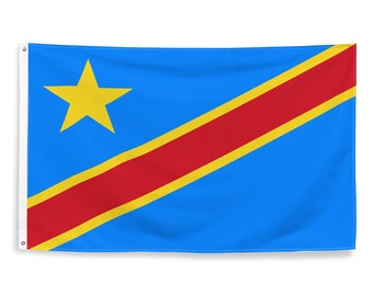 Congolese National Flags Polyester with Iron Grommets 100% Democratic Republic of the Congo Flag