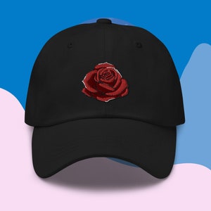 Embroidered Rose Dad Hat: Cotton Baseball Cap