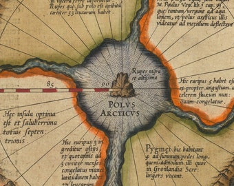 Gerhard Mercator’s 1595 North Pole Map - Vintage Flat Earth Poster, Unframed Retro Wall Art For Home Or Office
