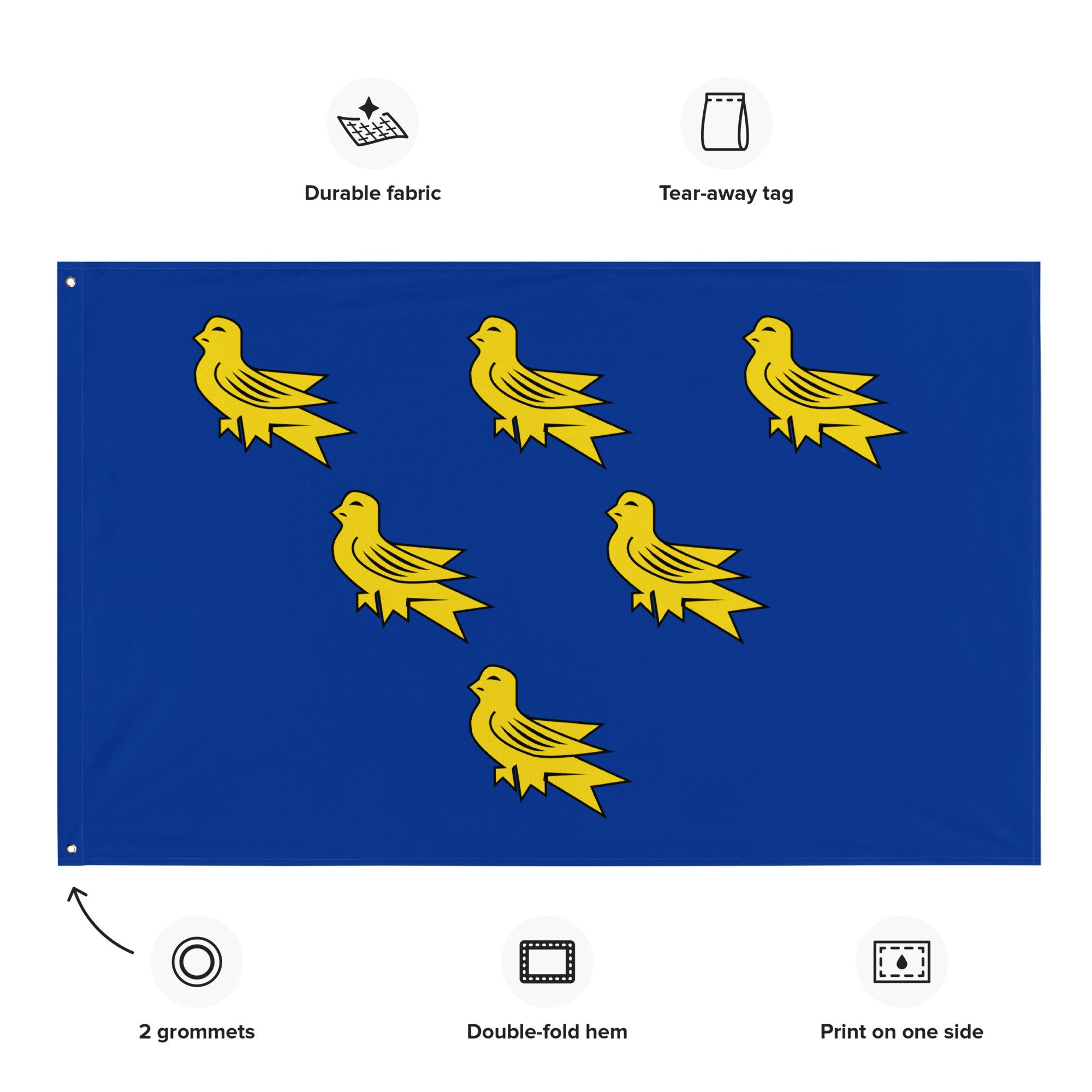 Bandiera della contea del Sussex, 9,5 x 1,5 m, bandiere su entrambi i lati, resistenti decorazioni per esterni, bandiere per feste in casa bandiera di benvenuto