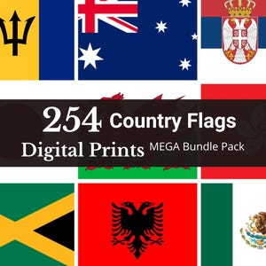254 Country Flags Bundle | PNG, JPEG, SVG, and more | Digital Download | High-Resolution Flags | World Flags Collection