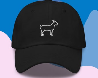 Embroidered Goat Dad Hat: Cotton Baseball Cap