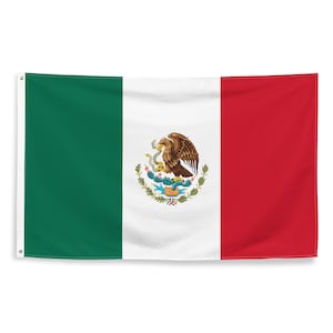 Banderas Nacionales Mexicanas Poliéster con Arandelas de Hierro 100% Bandera de México