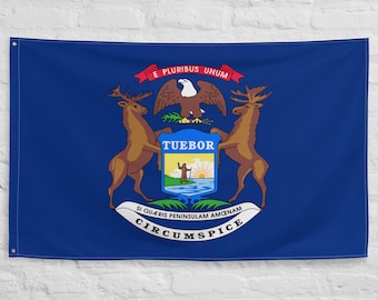Michigan State Yard Flag USA-Made to Official State 1911 (One-Sided)
