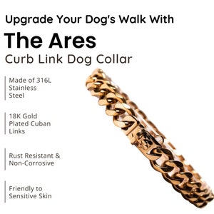 Custom Cuban Link Gold Chain Dog Collar for American Bully,Frenchie,English Bulldog - Designer Dog Collar for Male Dog - Bling Dog Jewelry