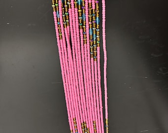 African Waist Beads, African WaistBead, Belly Bead, Luxe WaistBeads- Handmade luxury waistbead,  Body Jewelry 52”  tie on