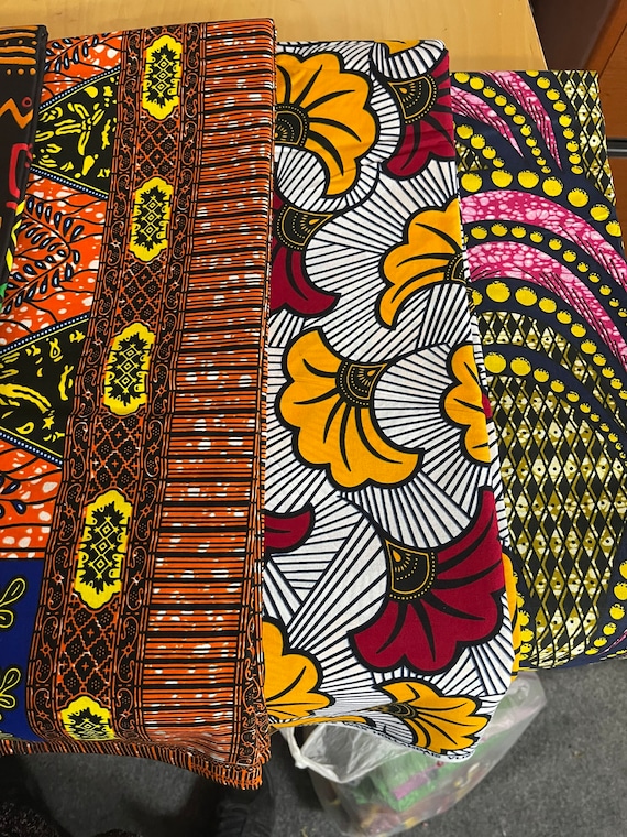 Tissu Africain Wax Ankara 100% Coton - Motifs Colorés Vifs - Pour Couture Et Création