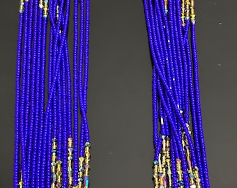 African Waist Beads, African WaistBead, Belly Bead, Luxe WaistBeads- Handmade luxury waistbead,  Body Jewelry 52”  tie on