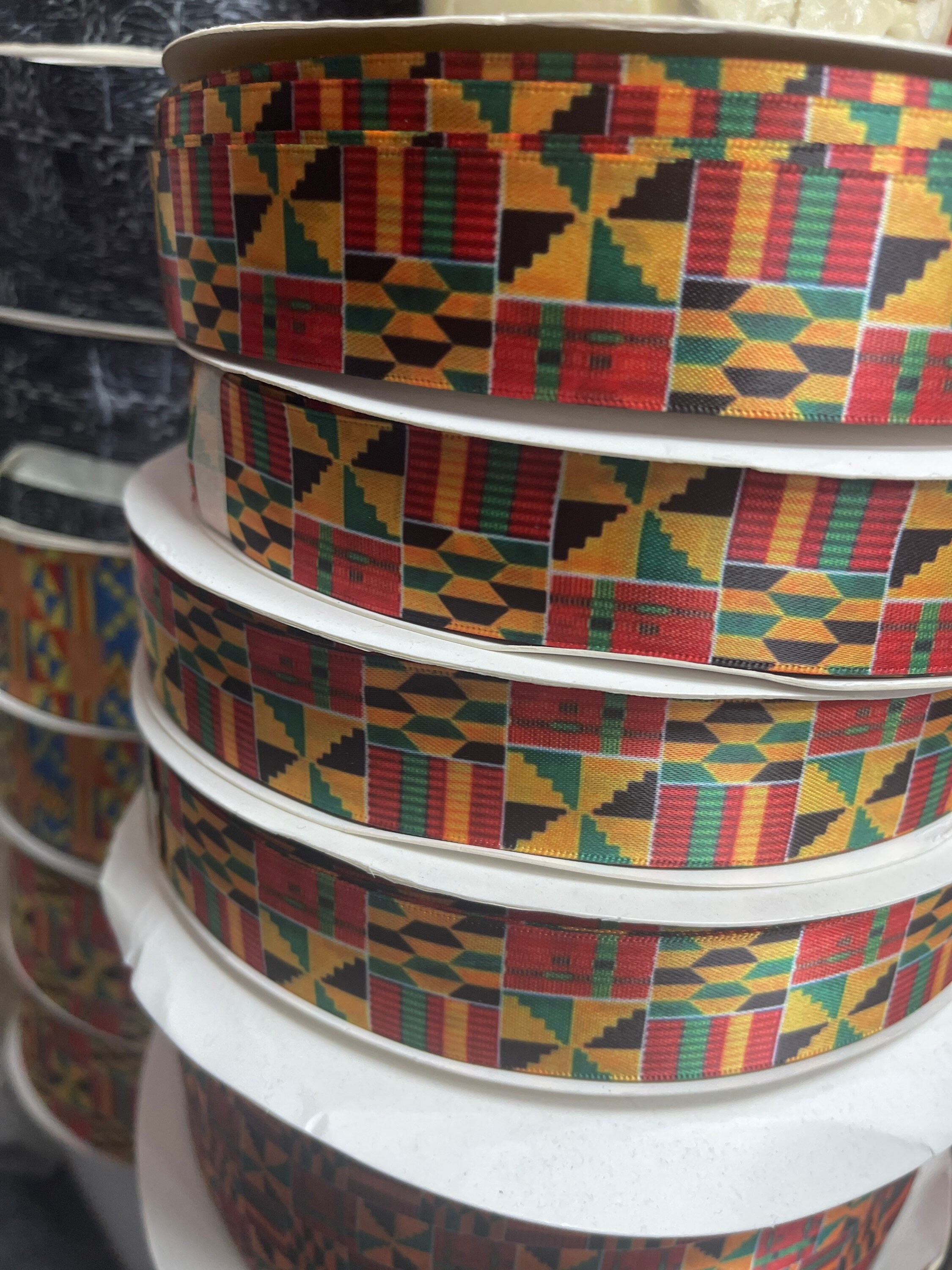 1” Wide African Print Ribbon African Ankara Kente Ribbon Ankara Ribbon ...