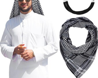 Men's Large Arab Shemagh Headscarf Muslim Headcover Shawl Keffiyeh Arabic Scarf